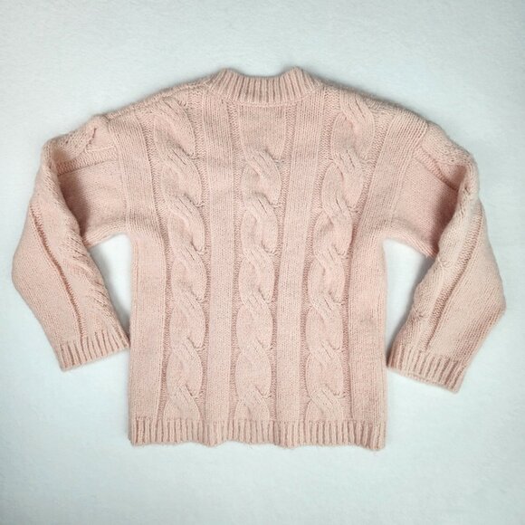 Rumored Oversized V Neck Cable Knit Sweater Size XS Pink New - Picture 2 of 8